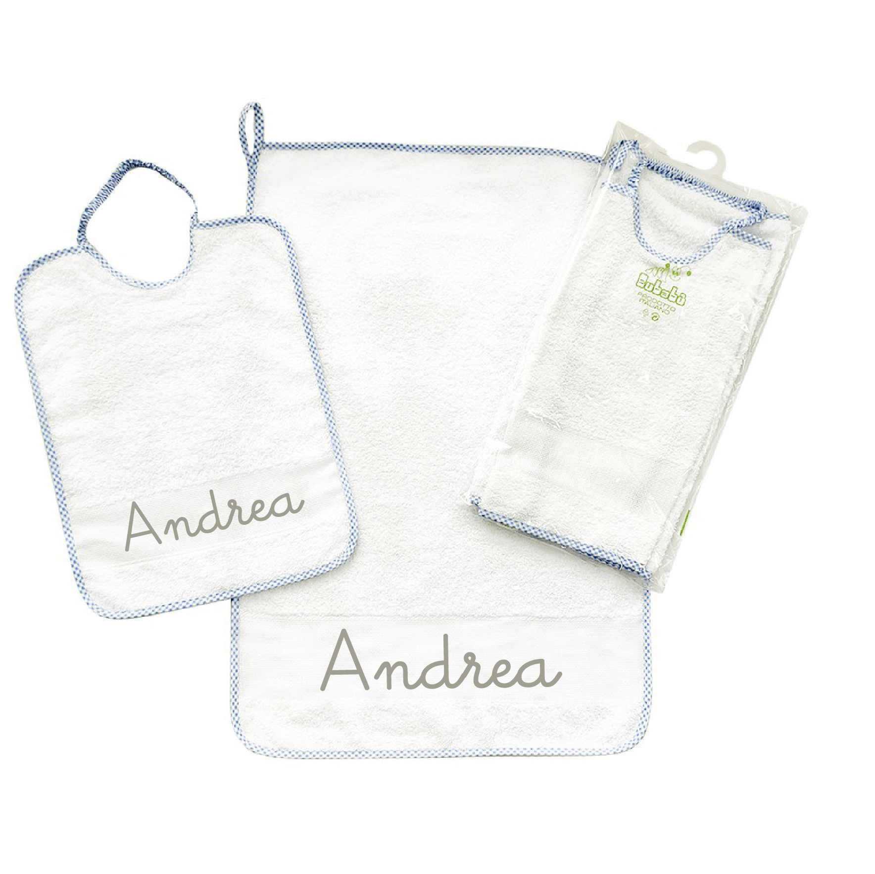 Set asilo Bordo Azzurro con asola personalizzato - Be Brave Boutique