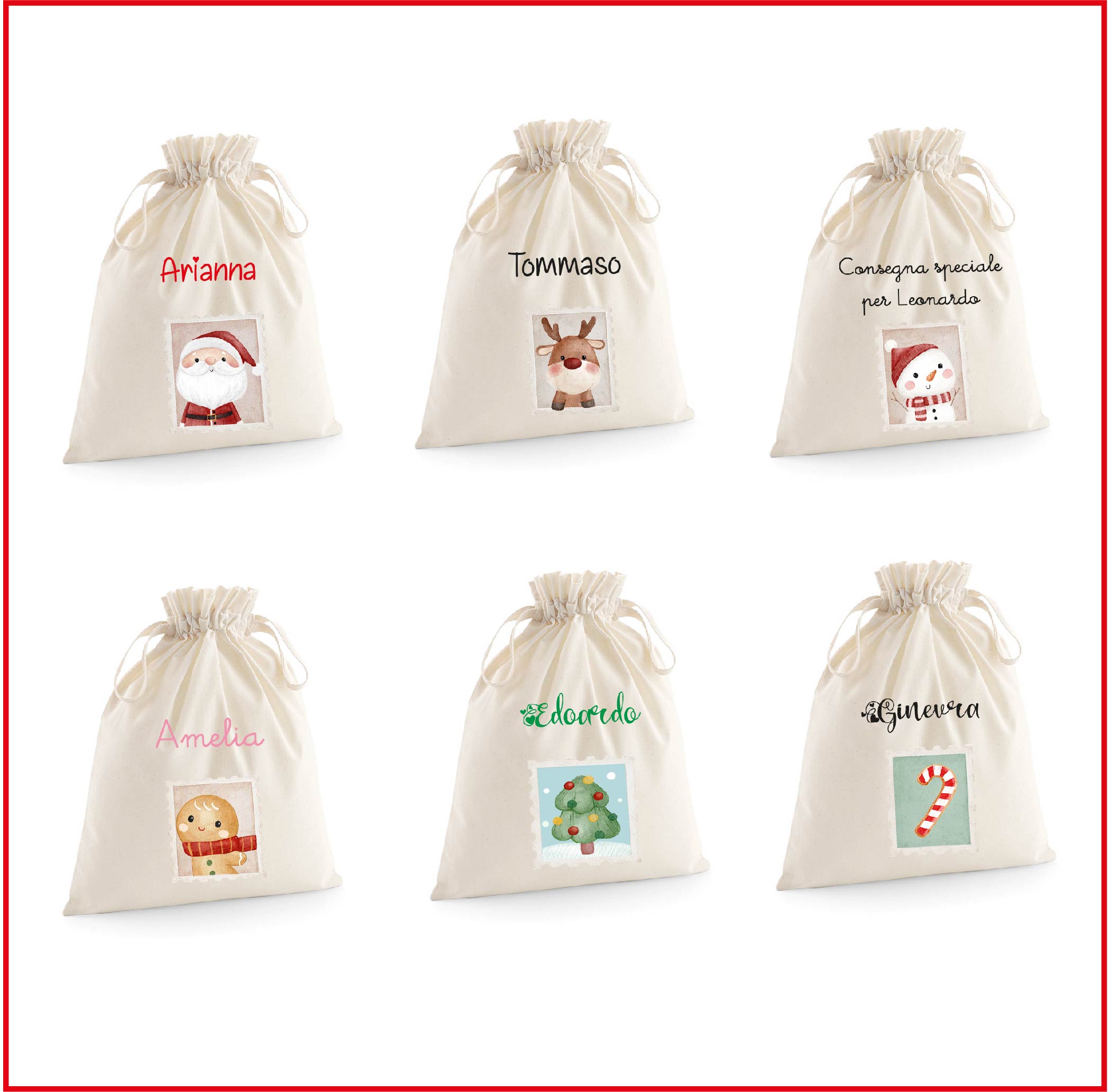 Sacchetto porta regali Natale personalizzato - Be Brave Boutique