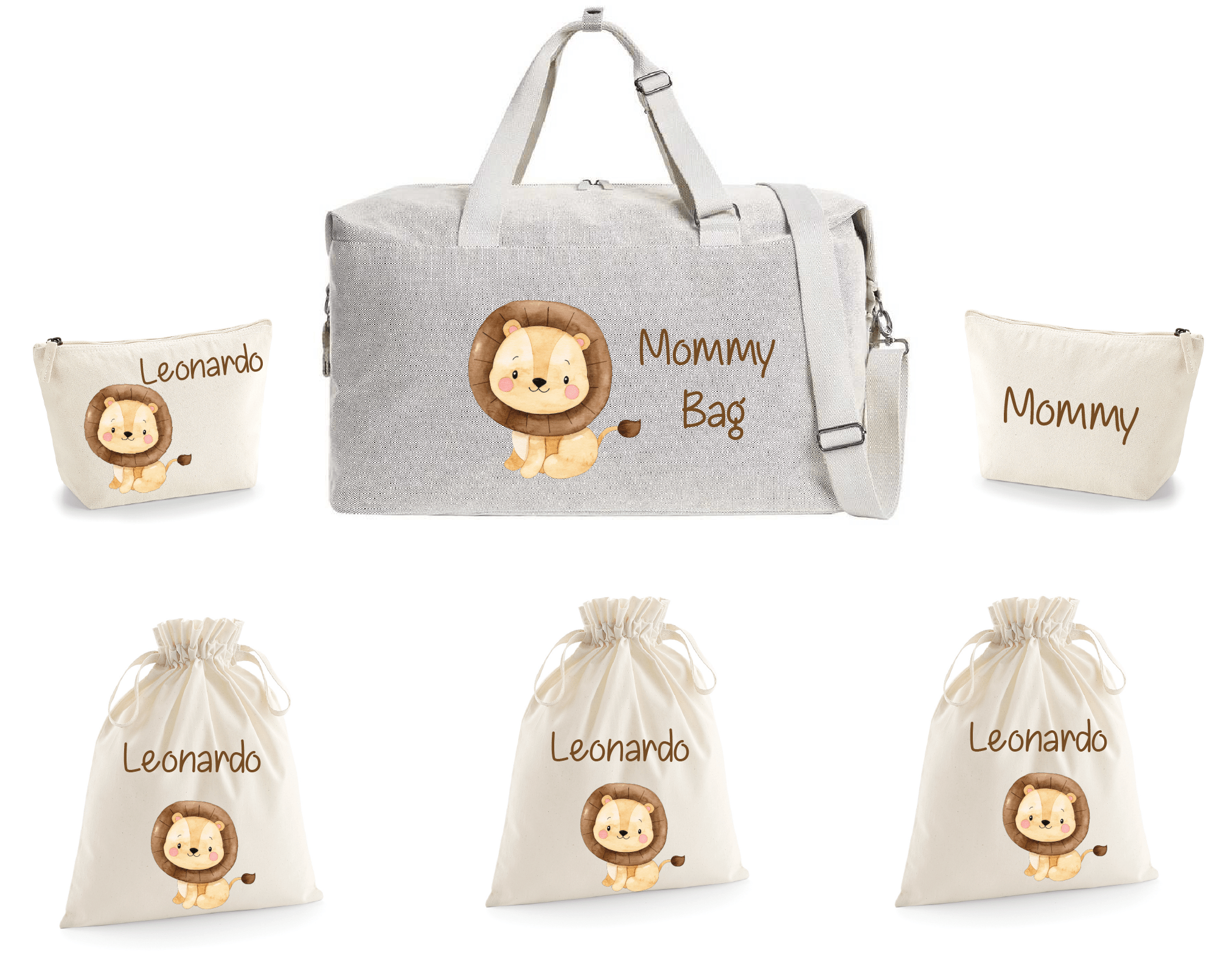Borsone Mommy 2 beauty e 3 sacchi nascita Leone Cucciolo - Be Brave Boutique
