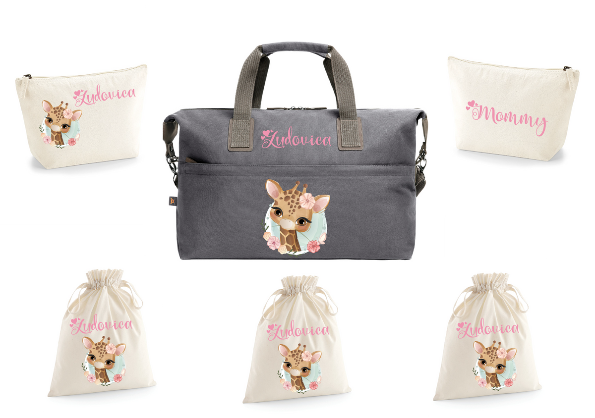 BORSONE IN COTONE PERSONALIZZATO CONIGLIETTO E MAMMA