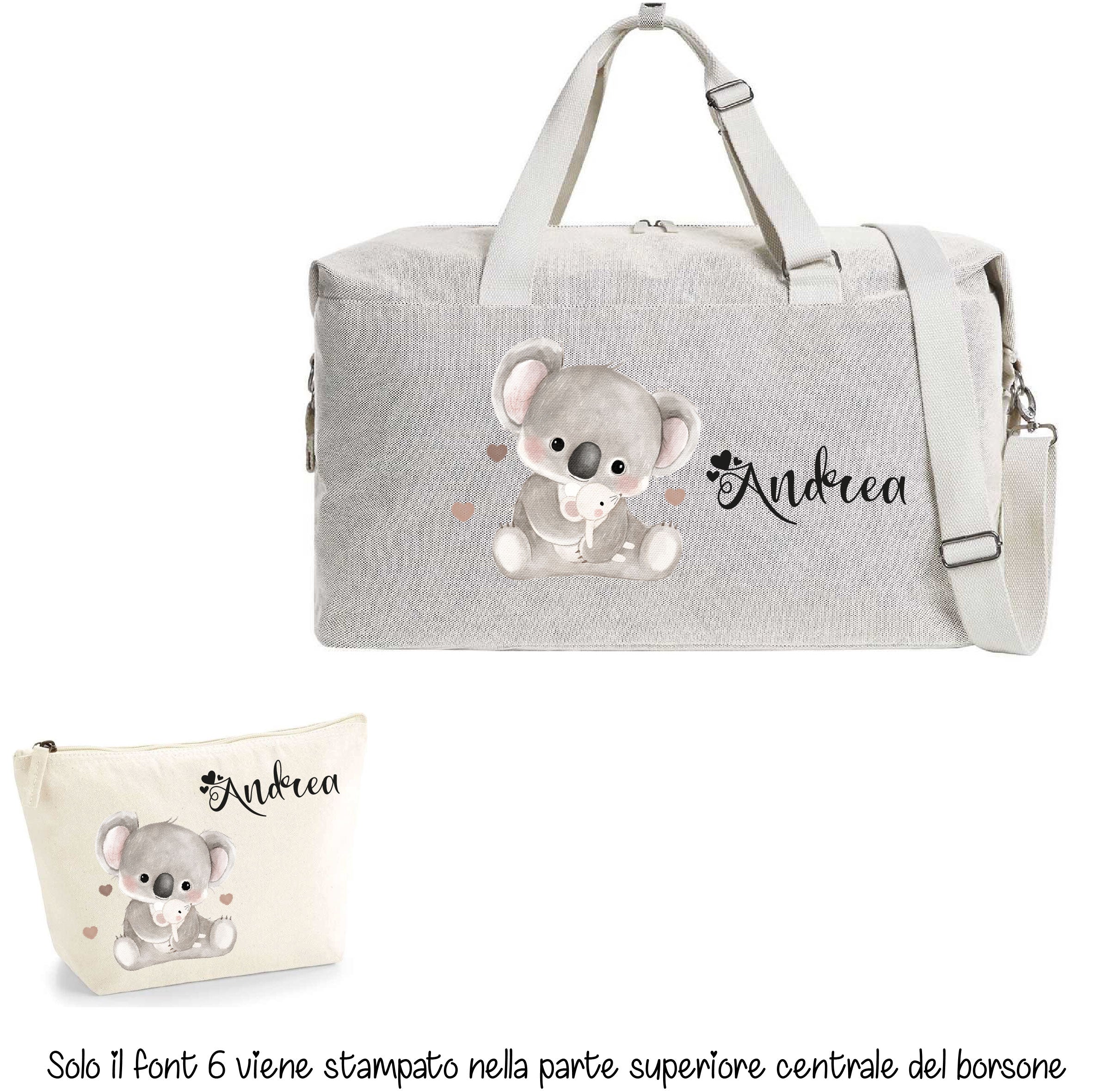 Borsone Mamma per Ospedale e Nascita – Mommy Bag Personalizzabile con Nome e pochette abbinata