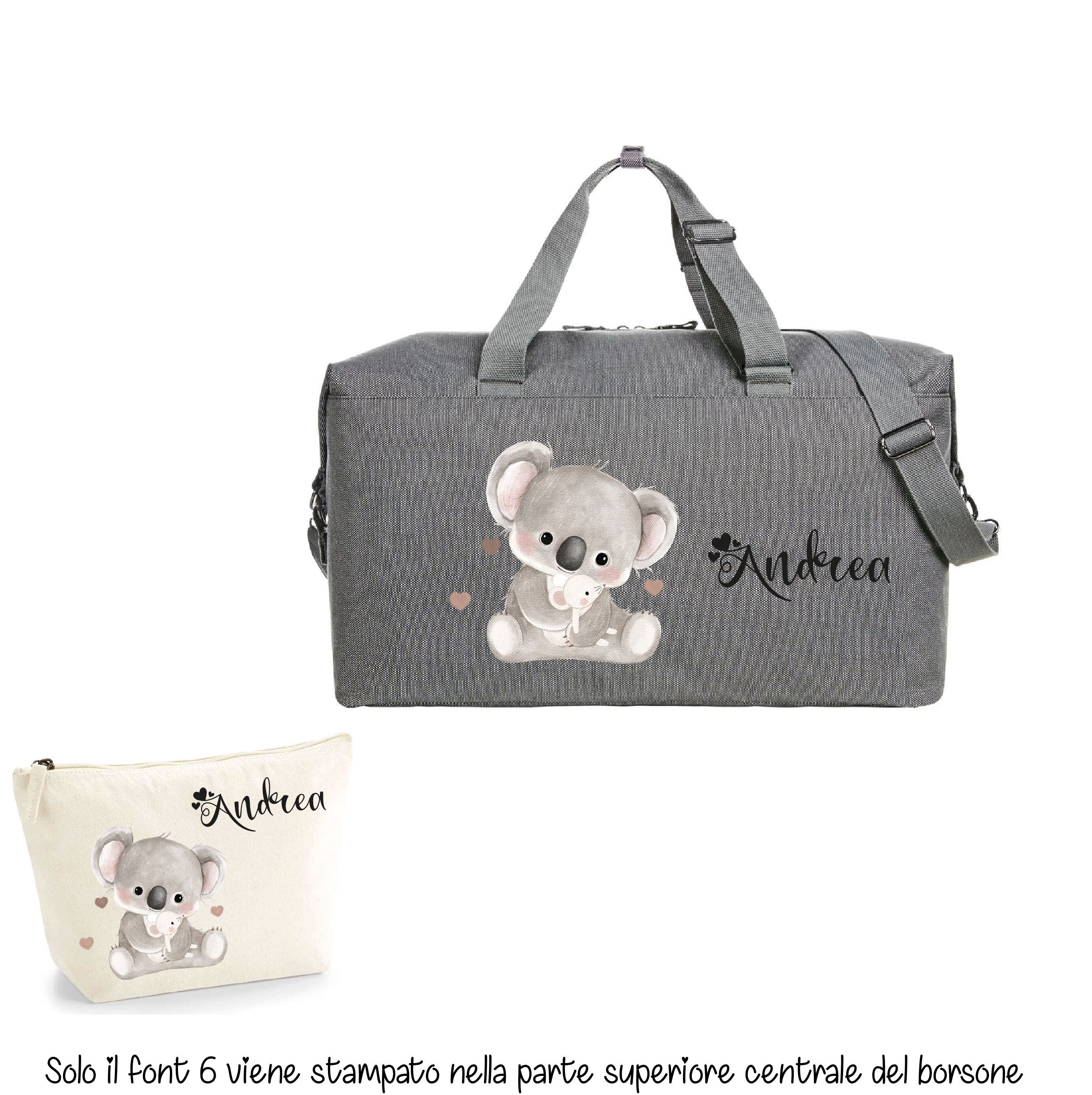 Borsone Mamma per Ospedale e Nascita – Mommy Bag Personalizzabile con Nome e pochette abbinata
