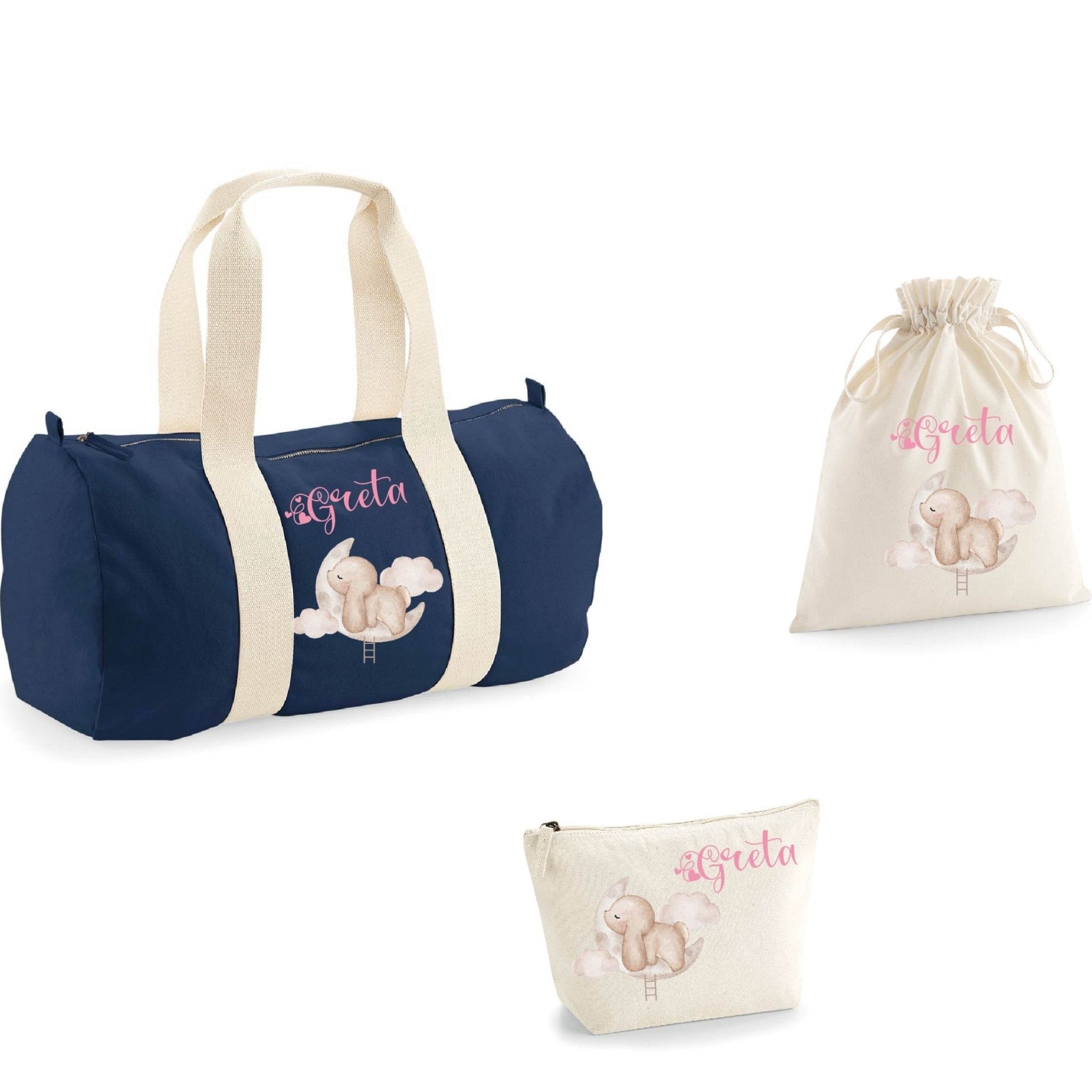 Borsone, pochette e sacchetto in cotone personalizzabile Coniglietto su Nuvola - Be Brave Boutique