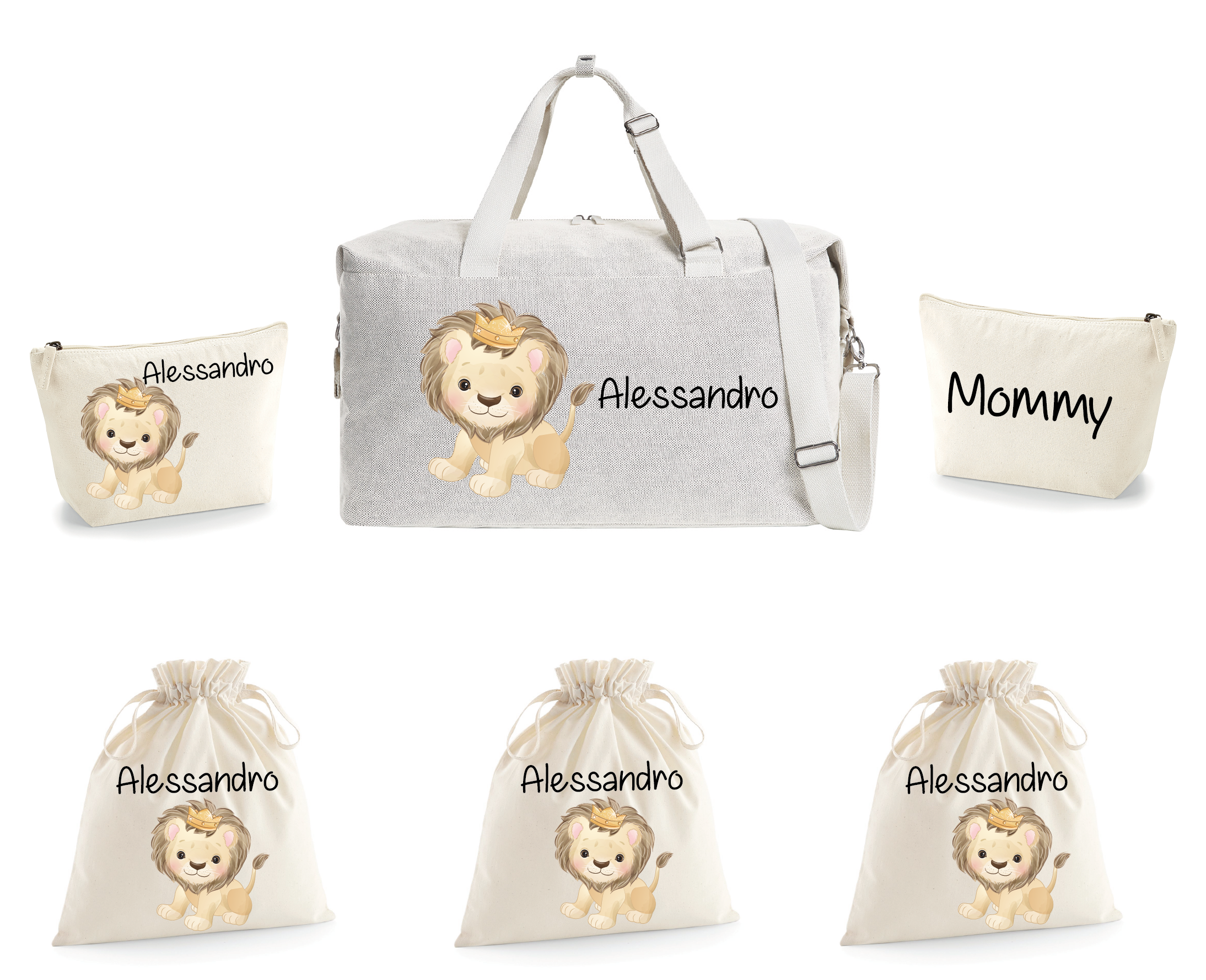 Borsone parto 2 pochette e 3 sacchi cambi Leoncino Corona - Be Brave Boutique