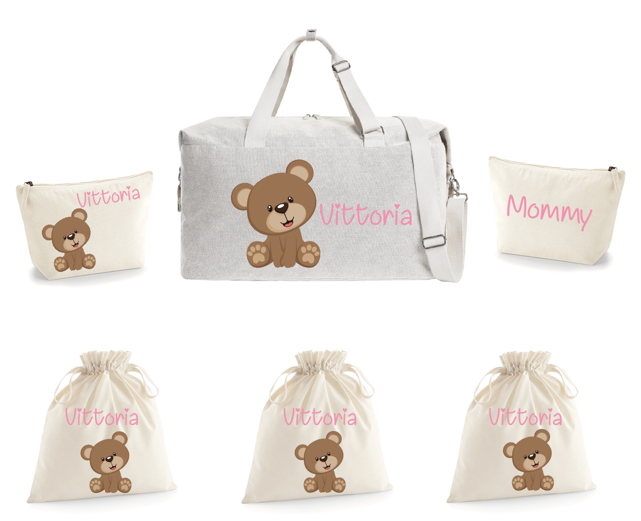 Borsone Mommy 2 beauty e 3 sacchi nascita Orsetto - Be Brave Boutique