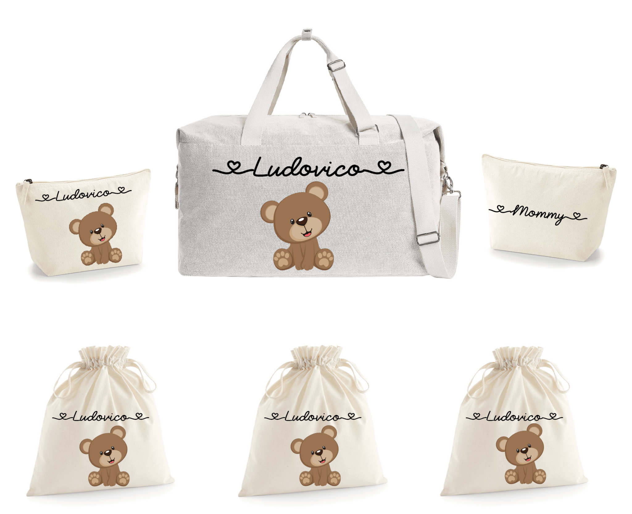 Borsone Mommy 2 beauty e 3 sacchi nascita Orsetto - Be Brave Boutique