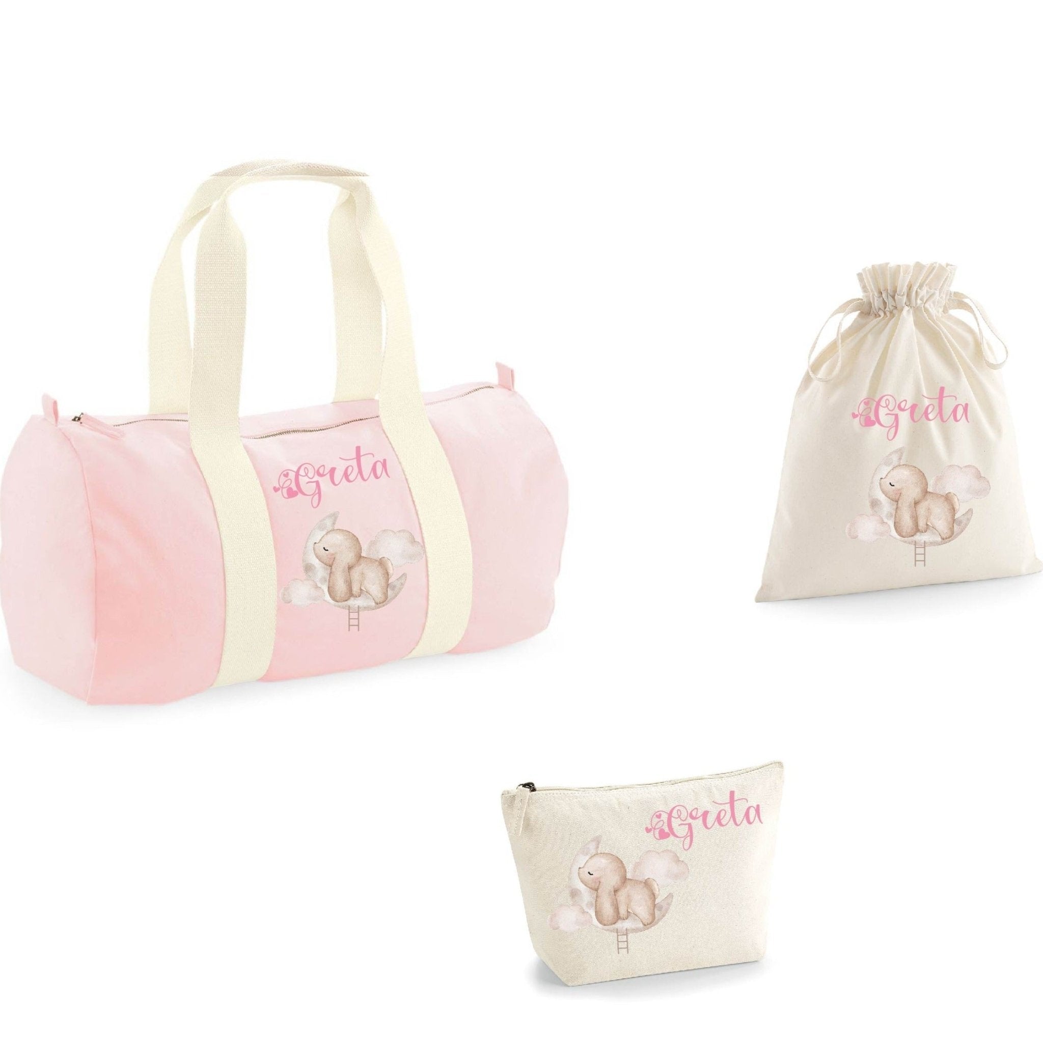 Borsone, pochette e sacchetto in cotone personalizzabile Coniglietto su Nuvola - Be Brave Boutique