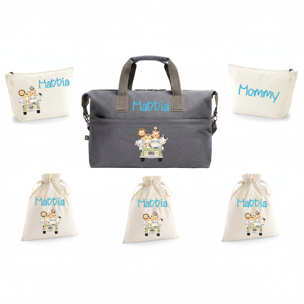 set Borsone Medio personalizzabile stampa Safari - Be Brave Boutique