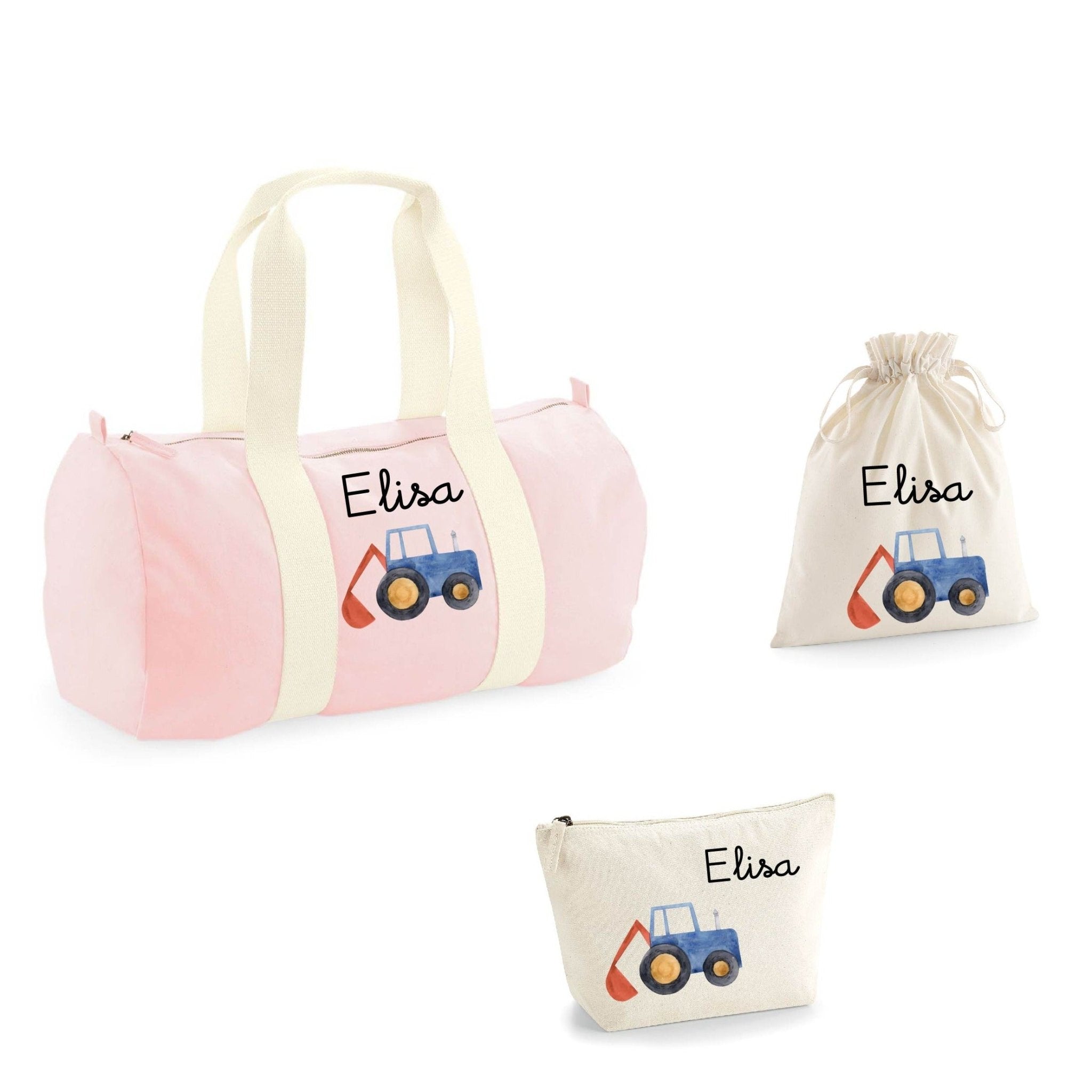 Borsone, pochette e sacchetto in cotone personalizzabile Trattore/Ruspa - Be Brave Boutique