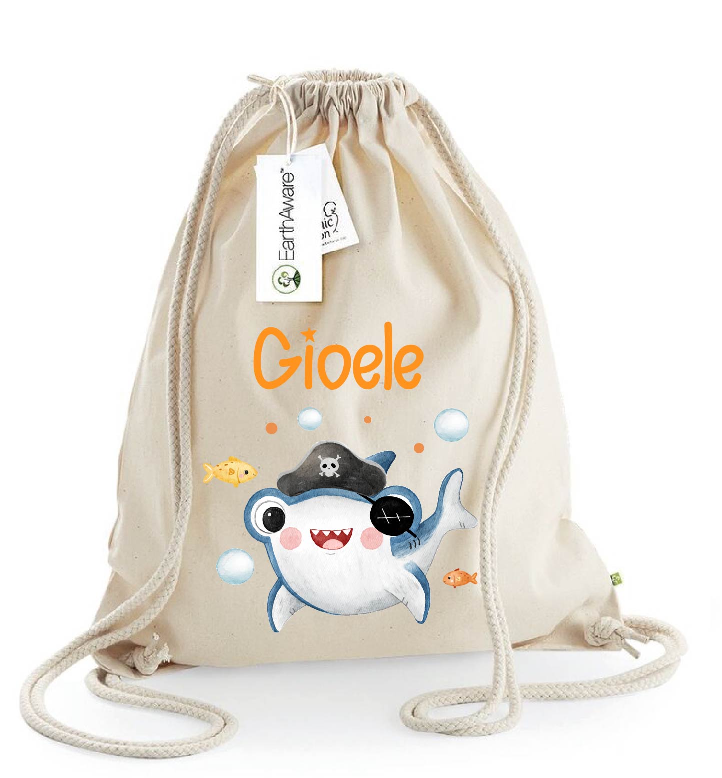 Zaino a sacca in cotone pesante Baby Shark - Be Brave Boutique