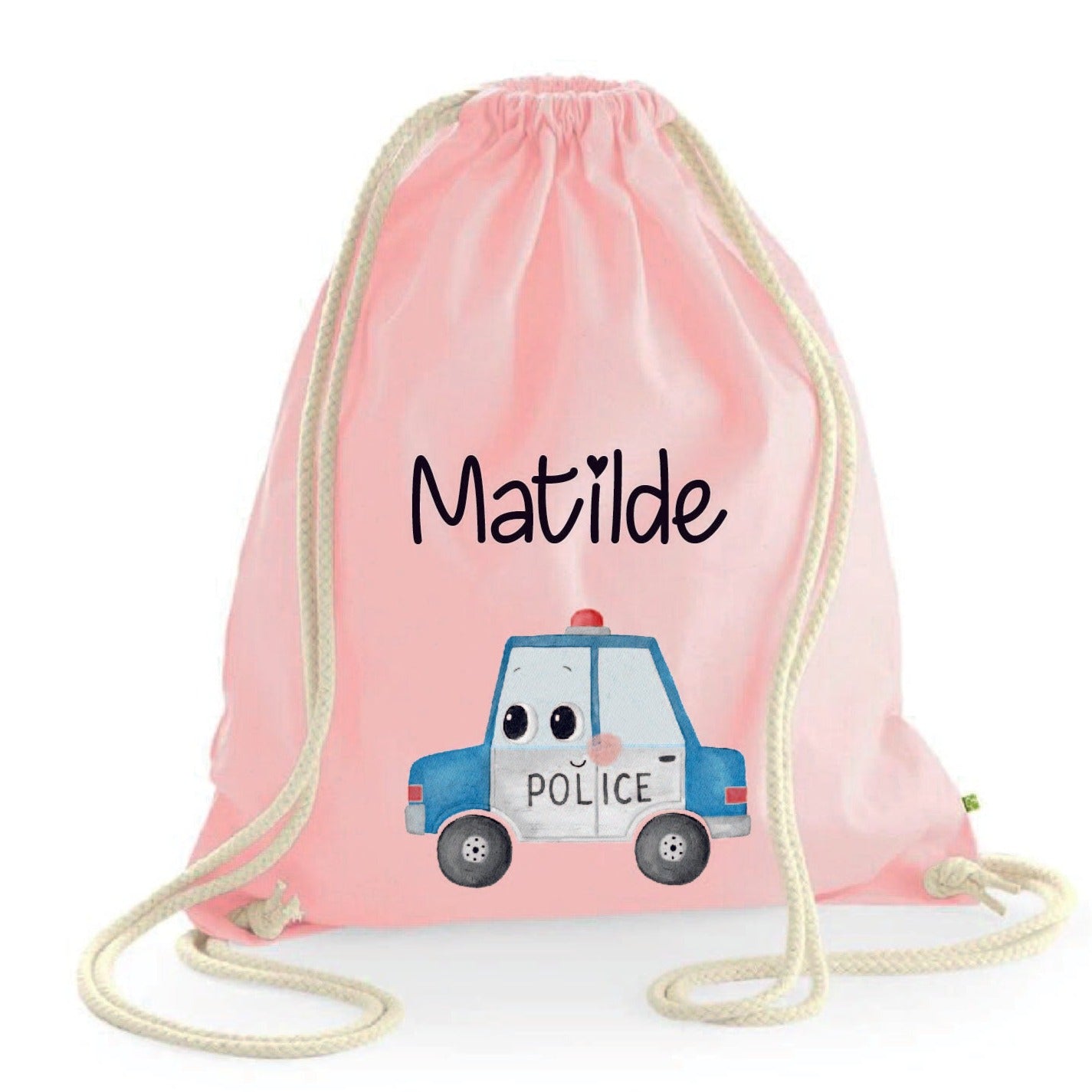 Zaino a sacca in cotone pesante Macchina Polizia - Be Brave Boutique