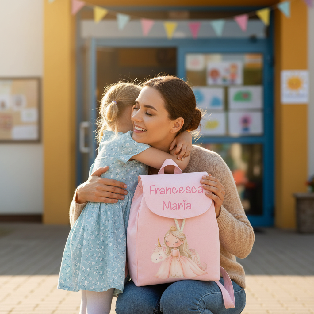 Zaino Asilo Bambino Personalizzato – Mini Zainetto con Nome Principessa Unicorno
