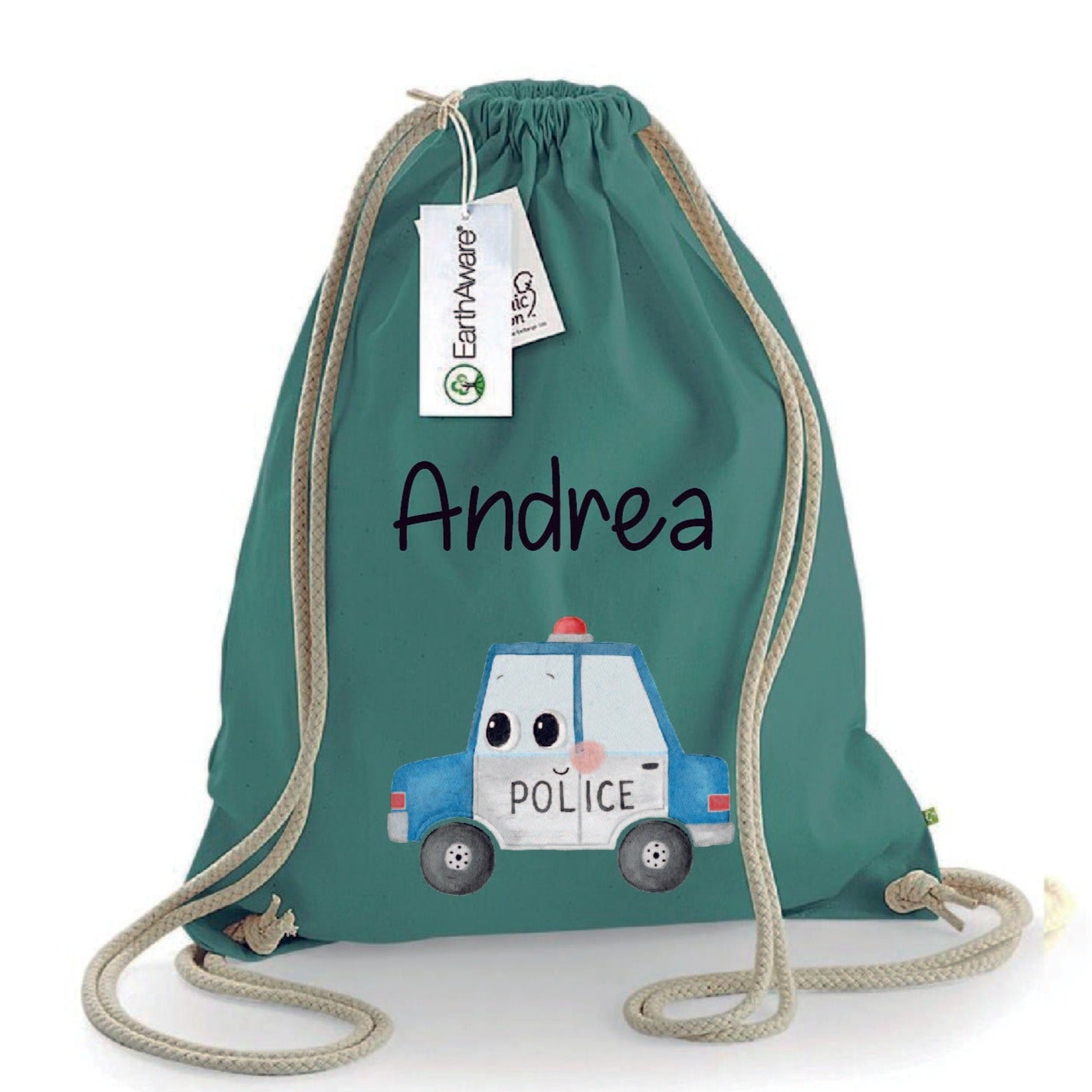 Zaino a sacca in cotone pesante Macchina Polizia - Be Brave Boutique