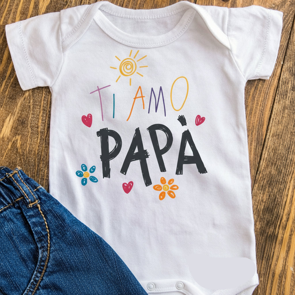 Body in 100% cotone Festa del Papà 2025 personalizzabile "Ti amo Papà" - Be Brave Boutique
