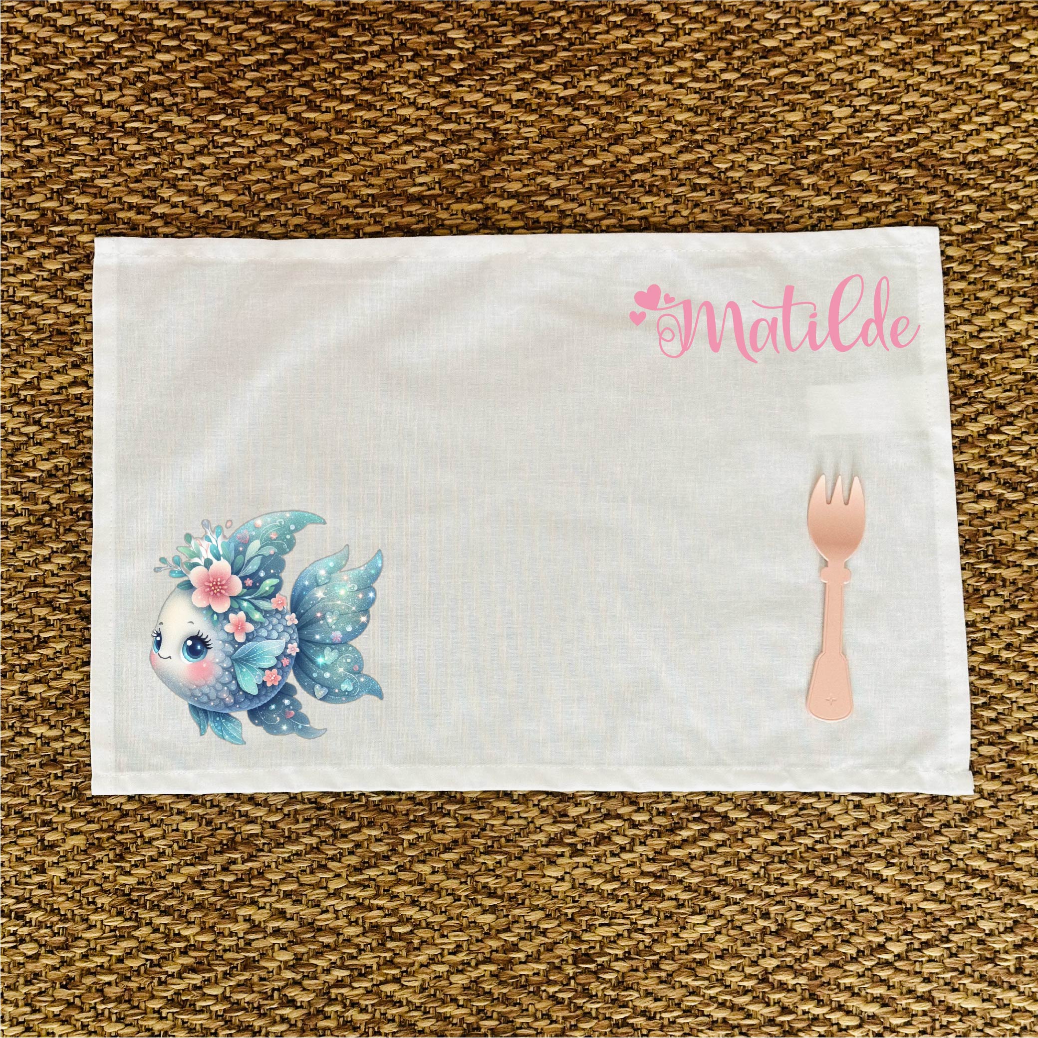 Tovaglietta pranzo Pesciolina Azzurra Personalizzabile con nome - Be Brave Boutique