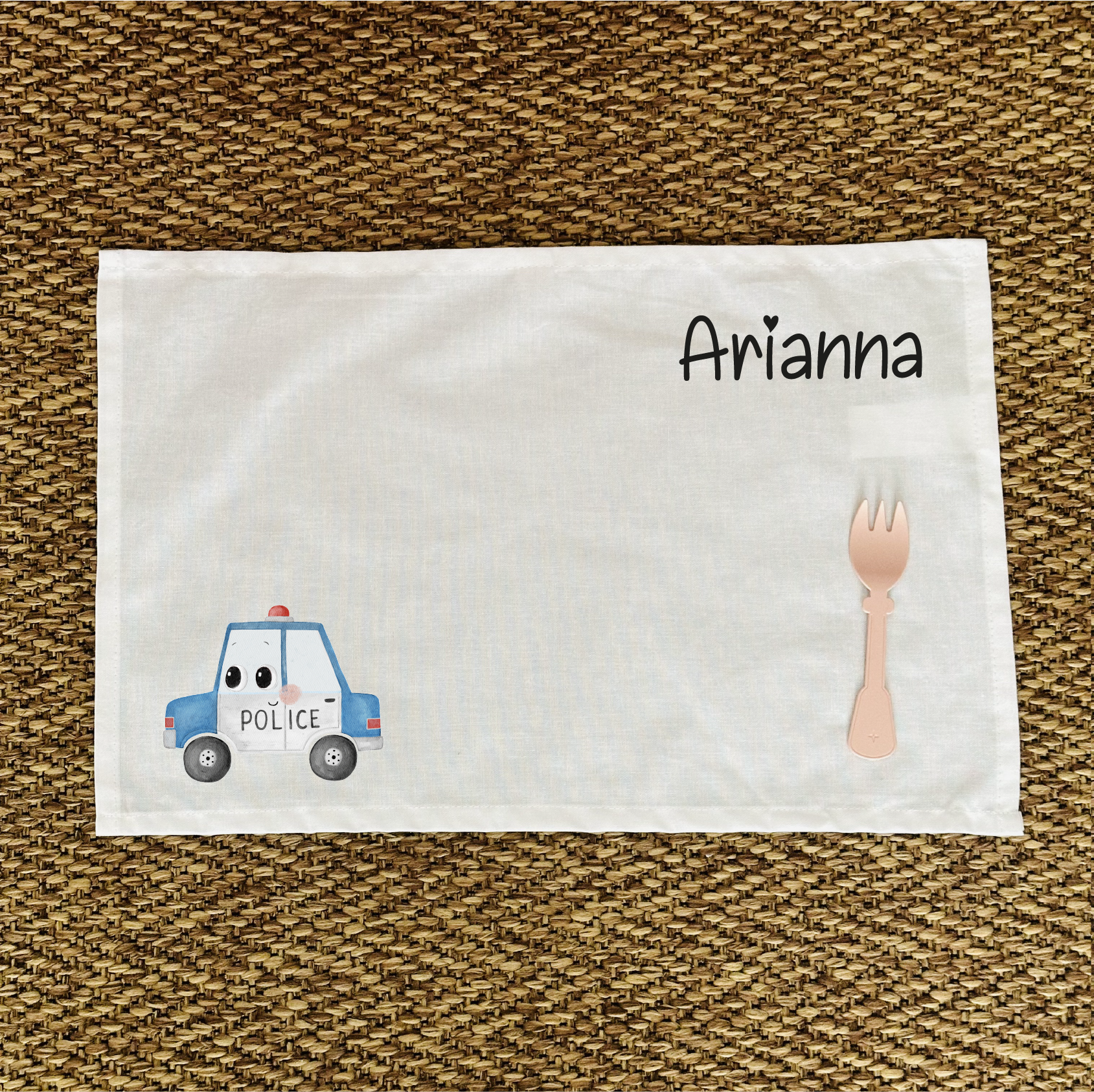 Tovaglietta pranzo Macchina Polizia Personalizzabile con nome - Be Brave Boutique