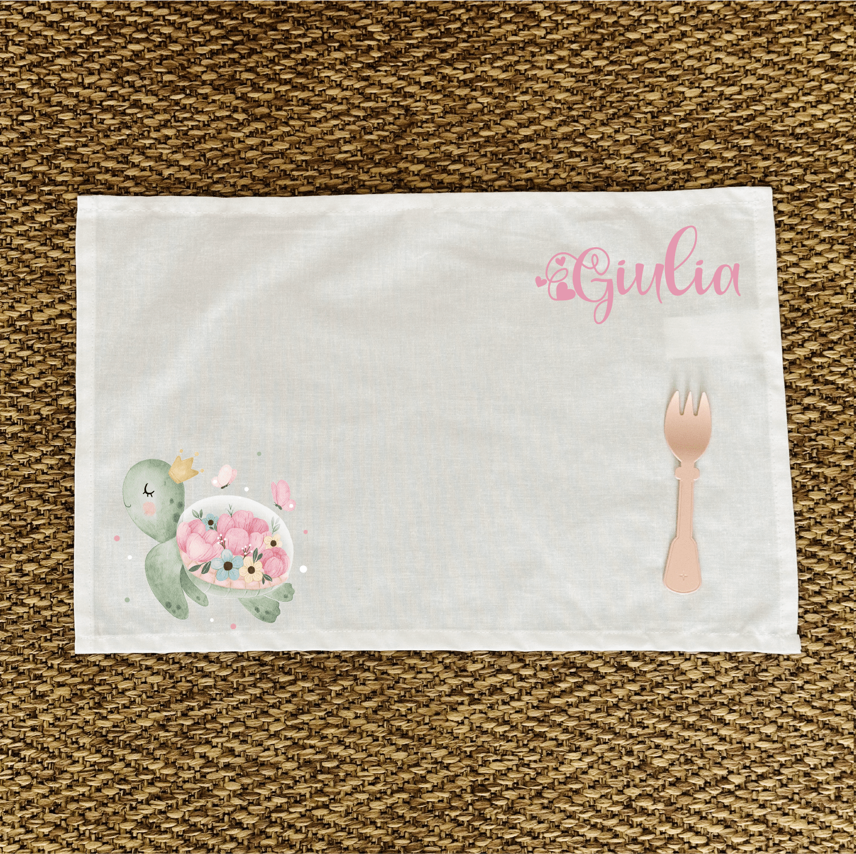 Tovaglietta pranzo Tartaruga Fiori Personalizzabile con nome - Be Brave Boutique