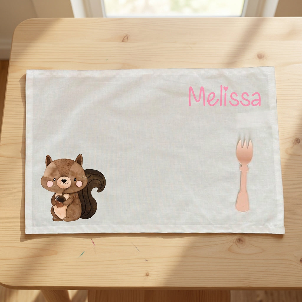 Tovaglietta Asilo Bambino Personalizzata – Set Pappa con Nome Scoiattolo
