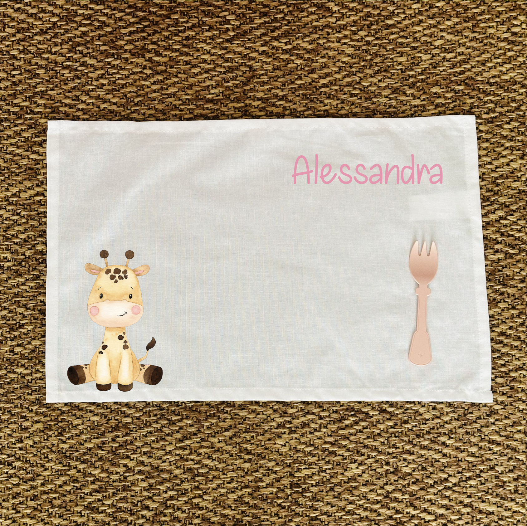 Tovaglietta pranzo Cucciolo di Giraffa Personalizzabile con nome - Be Brave Boutique