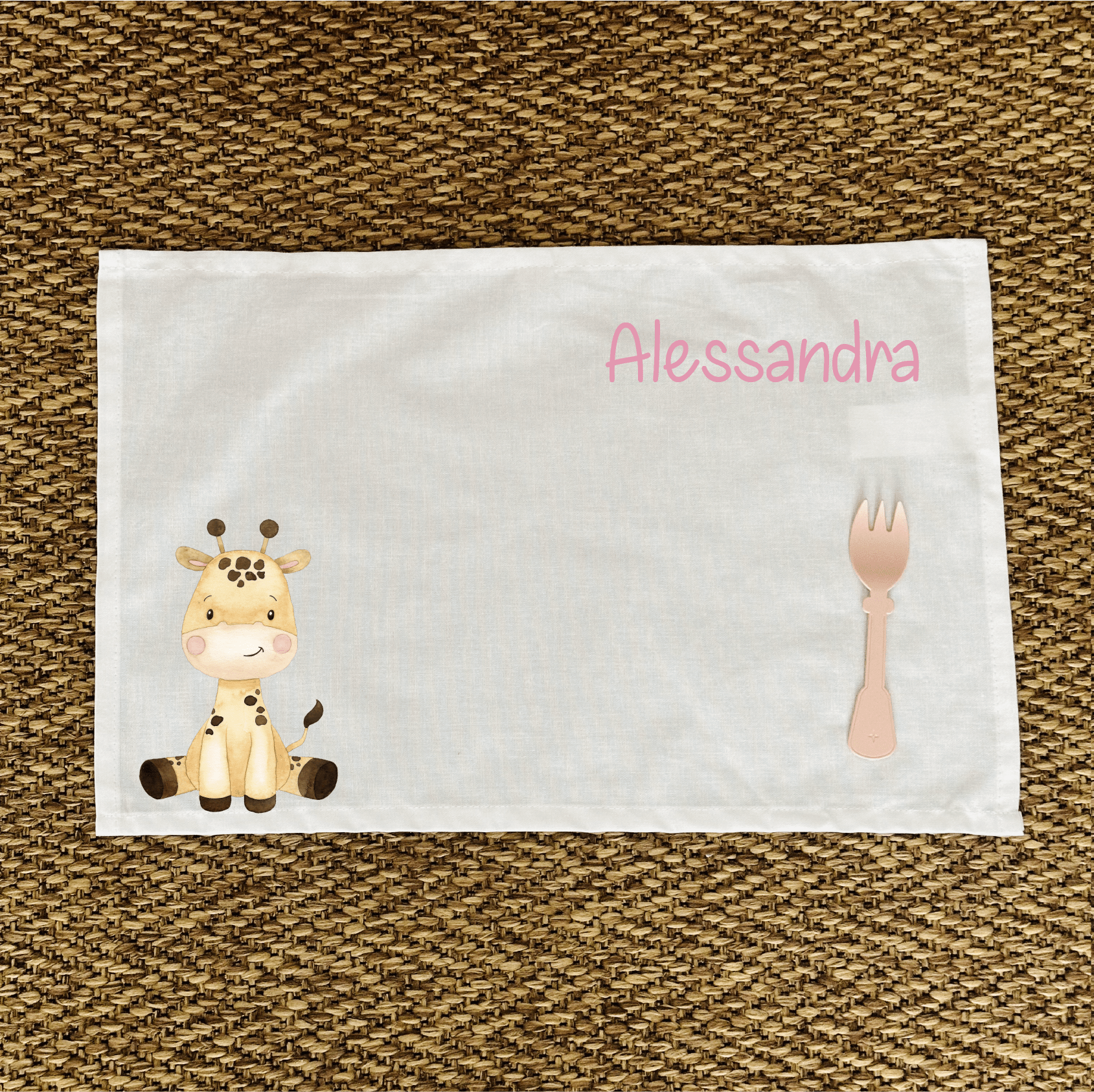 Tovaglietta pranzo Cucciolo di Giraffa Personalizzabile con nome - Be Brave Boutique
