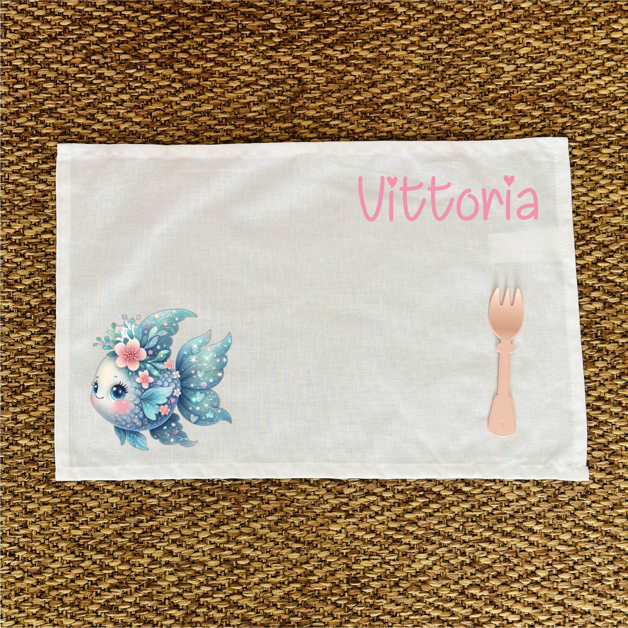 Tovaglietta pranzo Pesciolina Azzurra Personalizzabile con nome - Be Brave Boutique