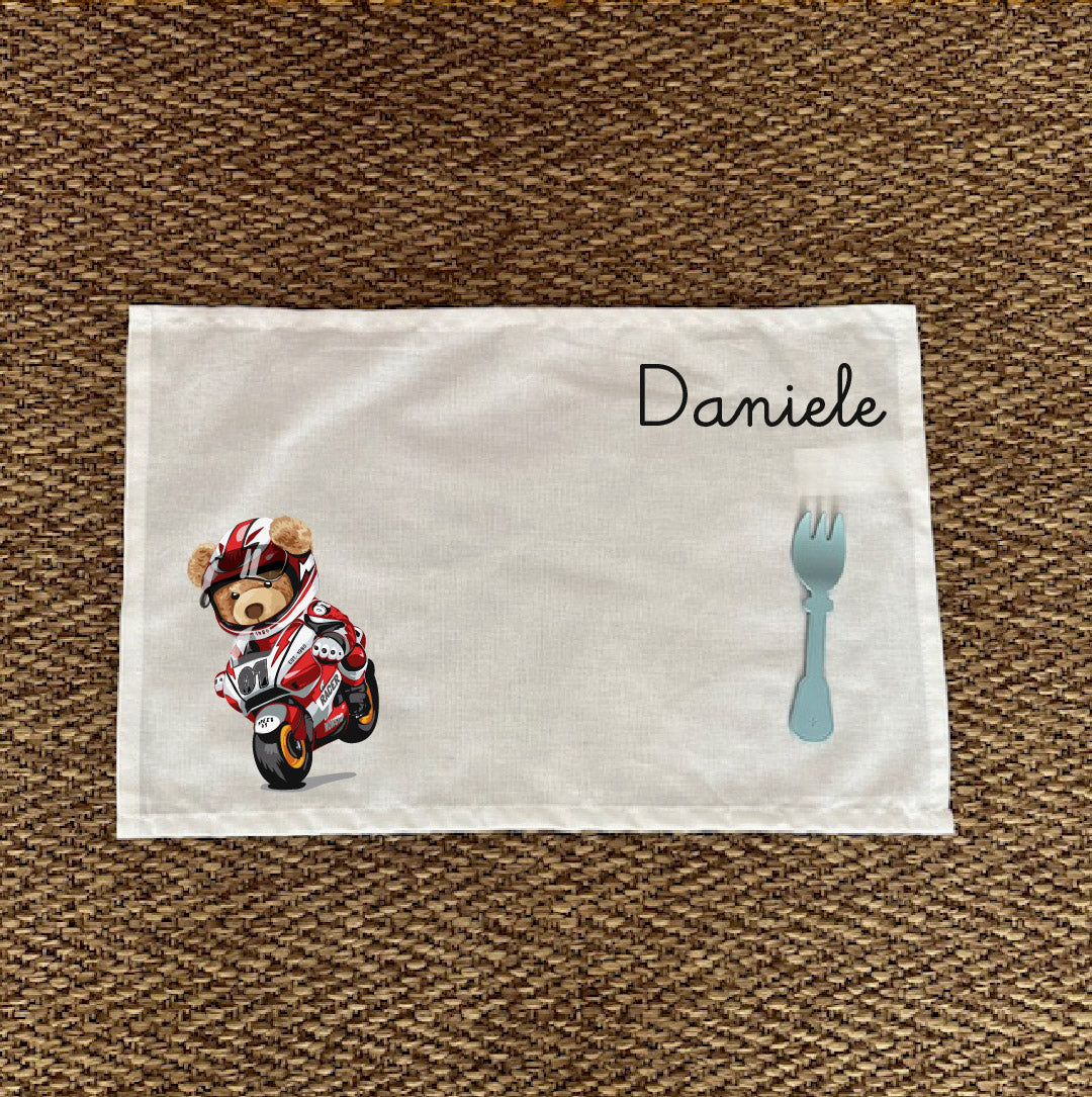 Tovaglietta pranzo Orsetto in Moto - Be Brave Boutique