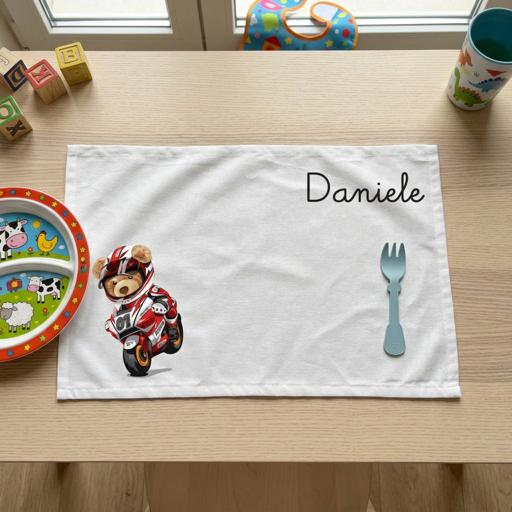 Tovaglietta pranzo Orsetto in Moto - Be Brave Boutique