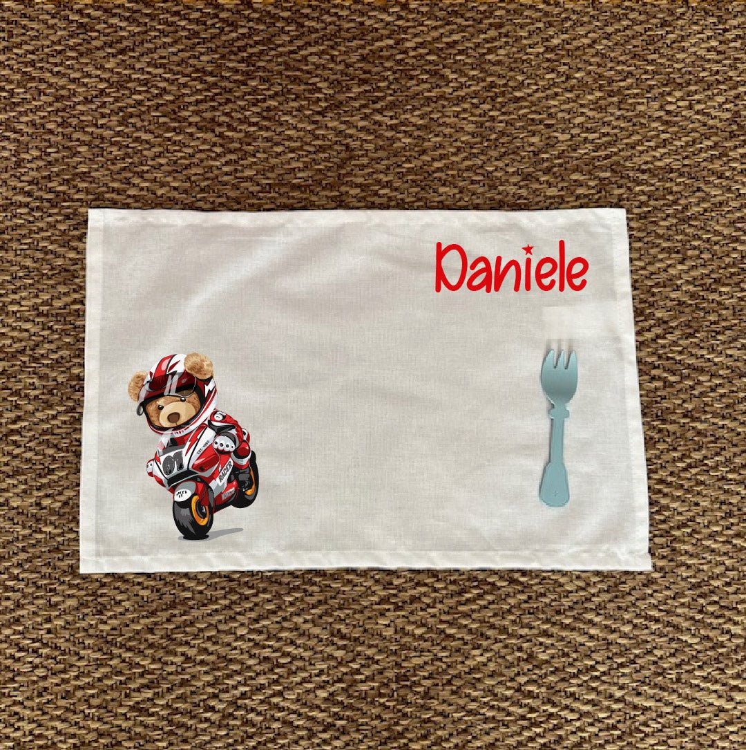 Tovaglietta pranzo Orsetto in Moto - Be Brave Boutique