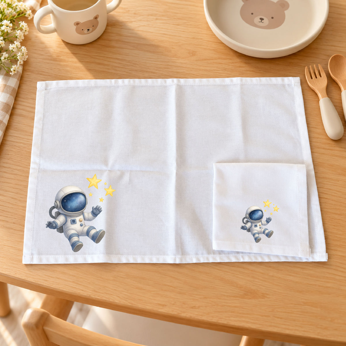 Tovaglietta Asilo Bambino Personalizzata – Set Pappa con Nome Astronauta