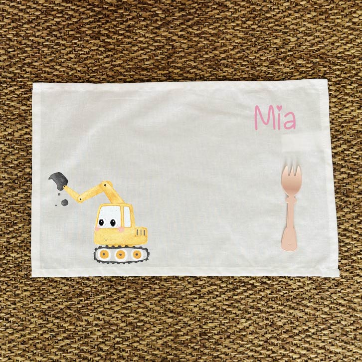 Tovaglietta pranzo Escavatore Personalizzabile con nome - Be Brave Boutique