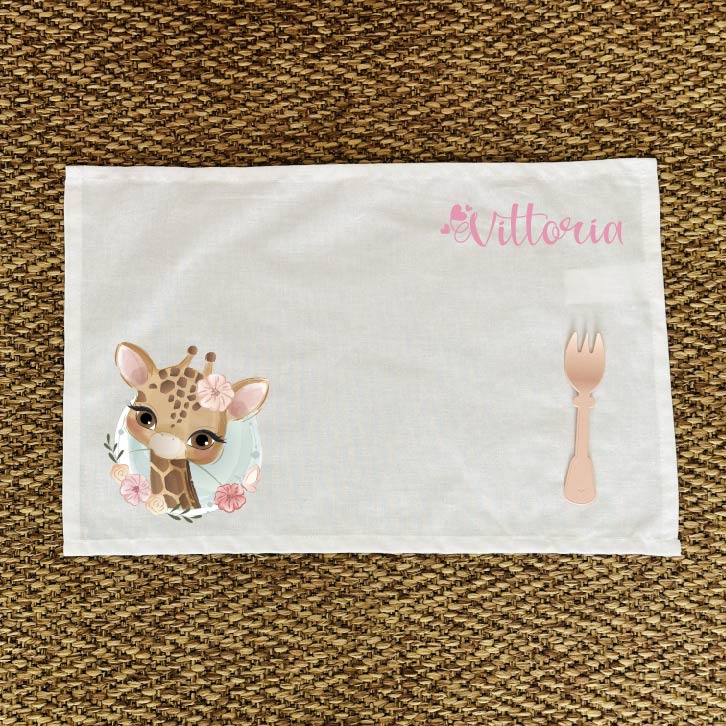 Tovaglietta pranzo Giraffa Personalizzabile con nome - Be Brave Boutique