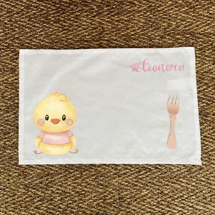 Tovaglietta pranzo Pulcino Rosa/Azzurro Personalizzabile con nome - Be Brave Boutique