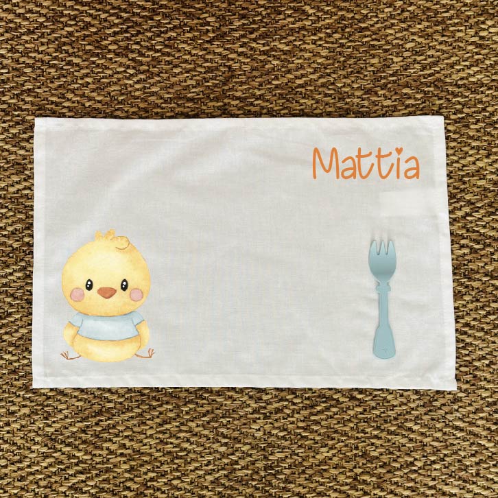 Tovaglietta pranzo Pulcino Rosa/Azzurro Personalizzabile con nome - Be Brave Boutique