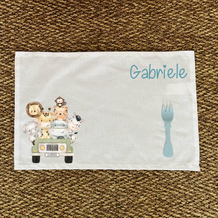Tovaglietta pranzo Safari verde personalizzabile - Be Brave Boutique