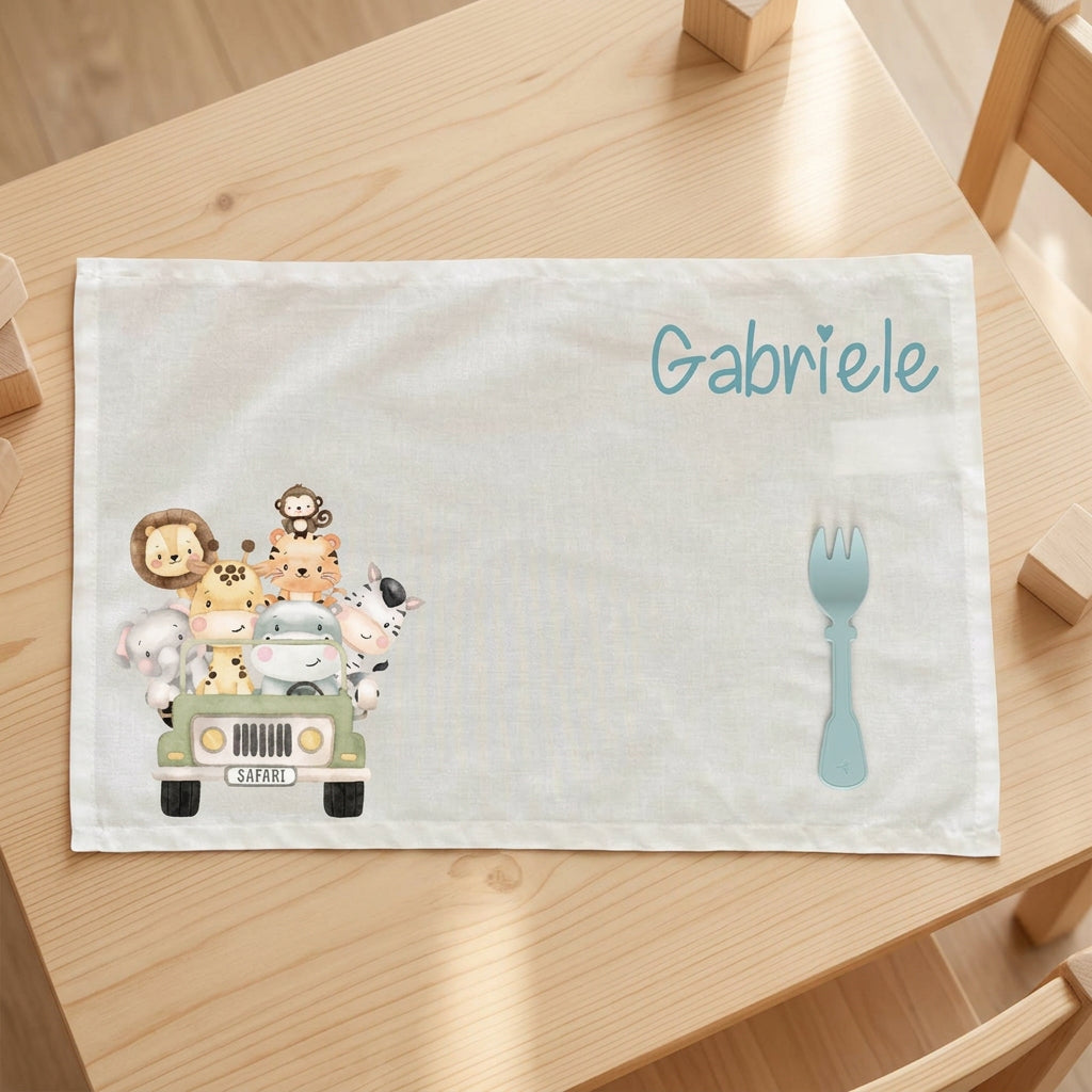 Tovaglietta pranzo Safari verde personalizzabile - Be Brave Boutique