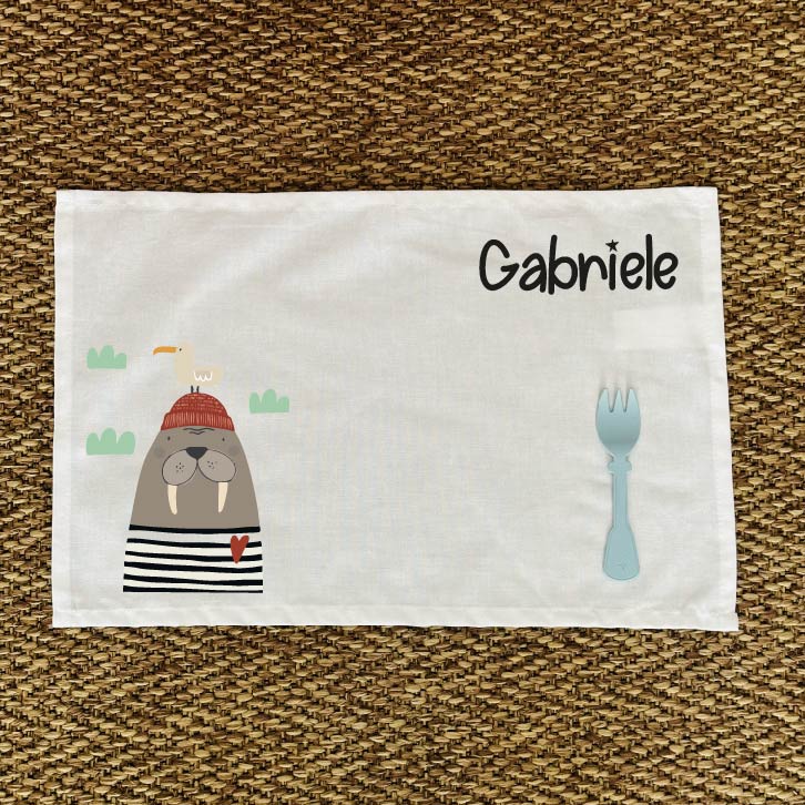 Tovaglietta pranzo Tricheco con nome - Be Brave Boutique