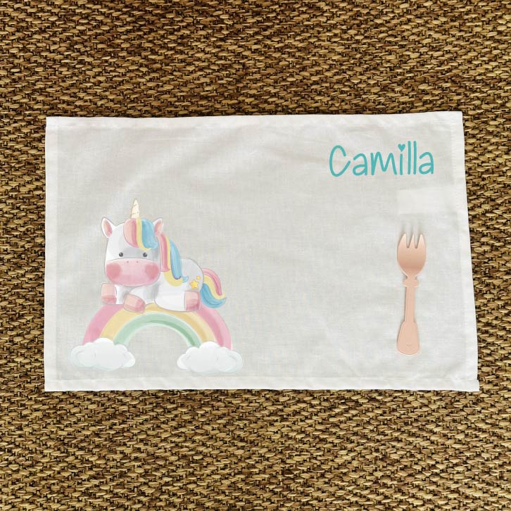 Tovaglietta pranzo Unicorno Arcobaleno con nome - Be Brave Boutique