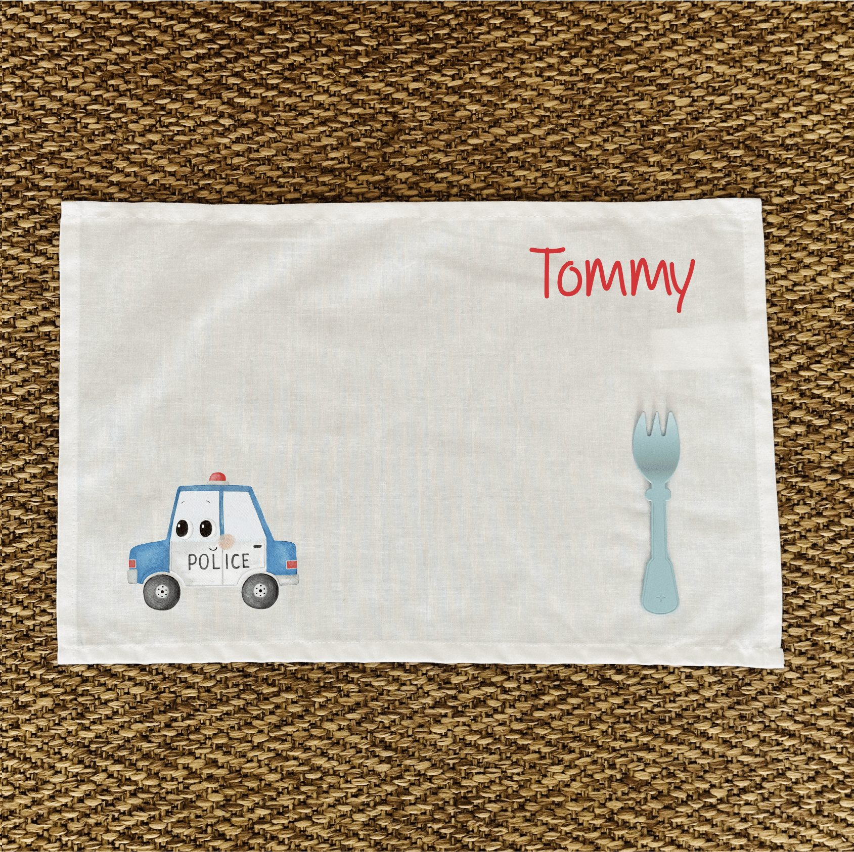 Tovaglietta pranzo Macchina Polizia Personalizzabile con nome - Be Brave Boutique