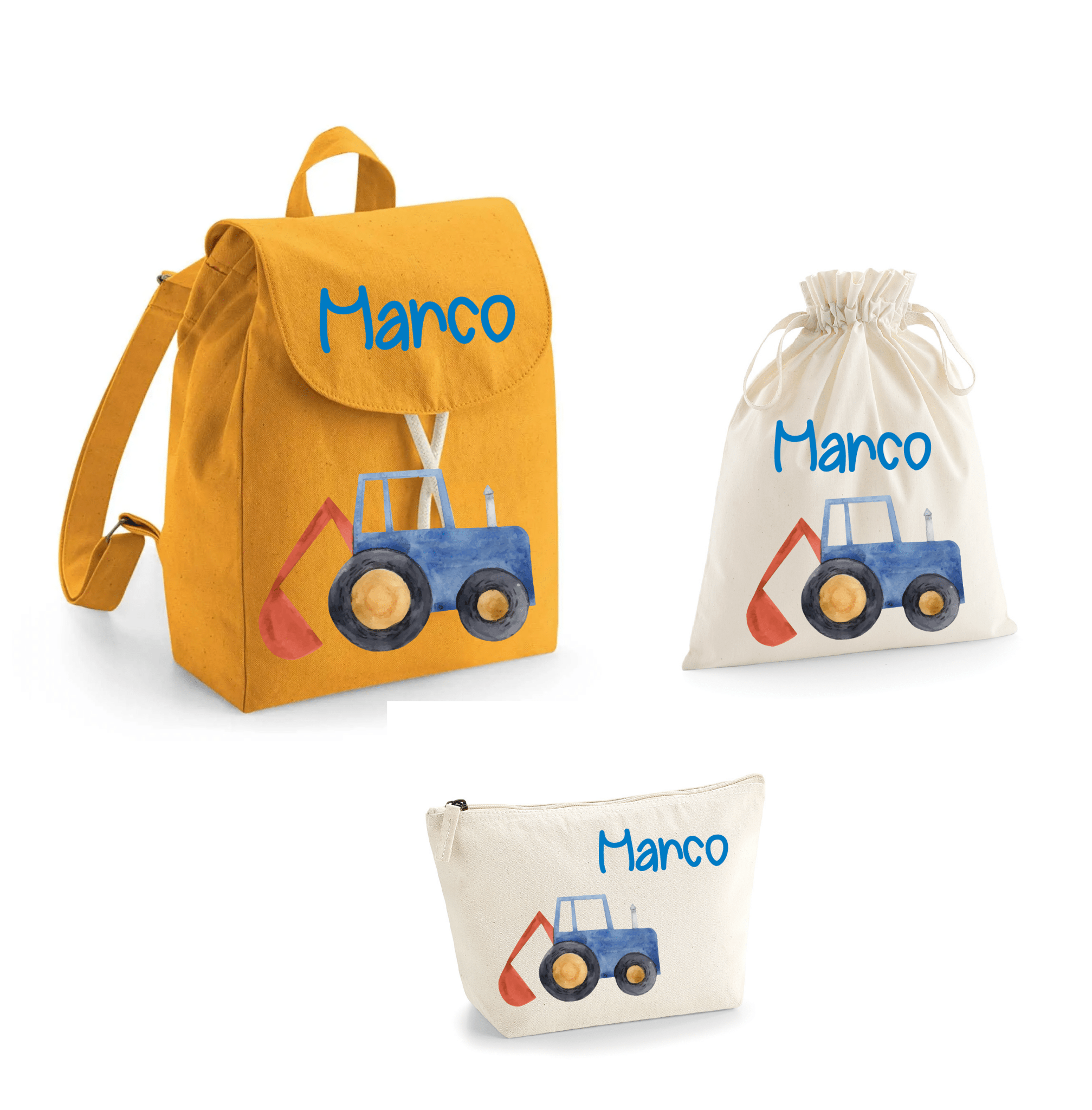 Set asilo Mini Zaino, Sacchetto cambi e beauty Trattore - Be Brave Boutique