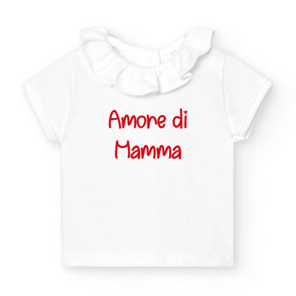 Tshirt in cotone con colletto personalizzabile per Bimba - Be Brave Boutique