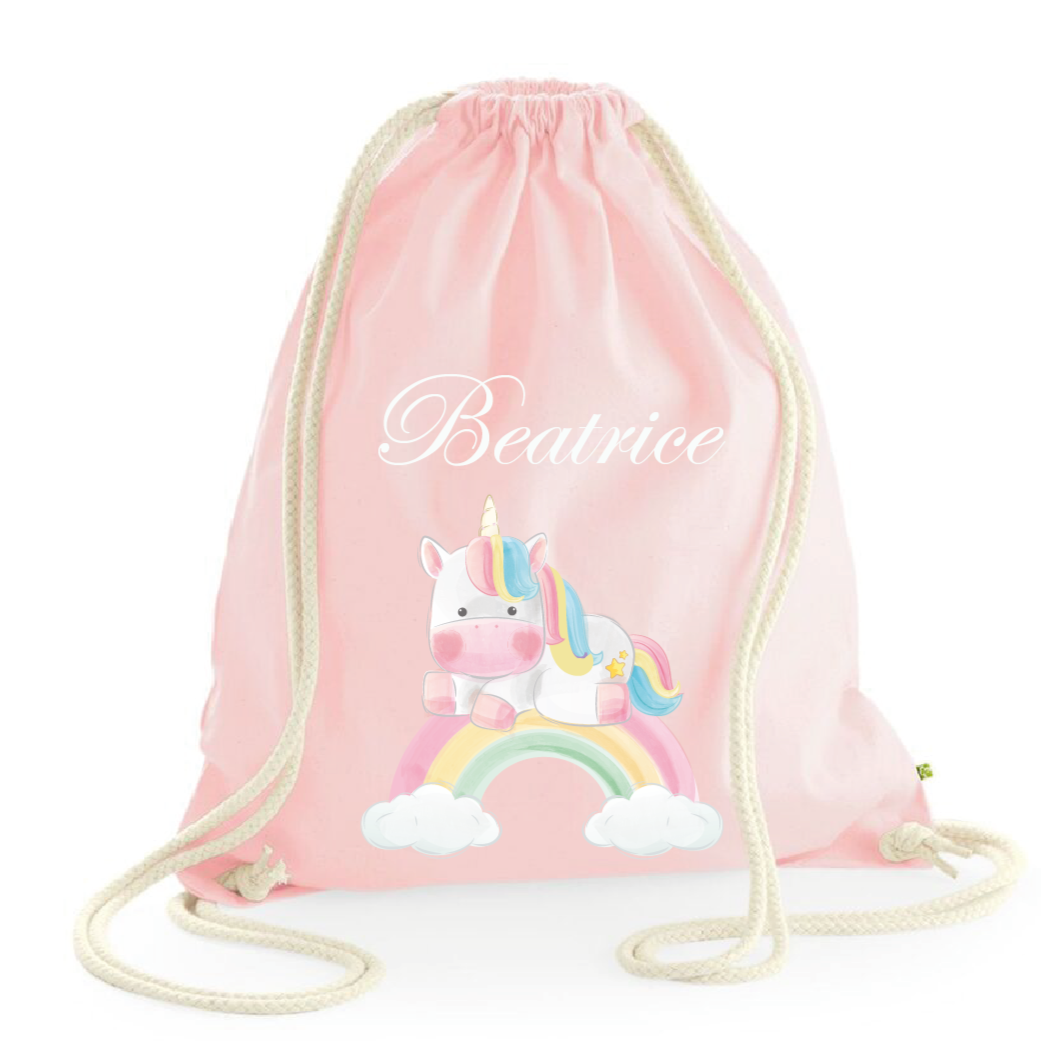 Zaino a sacca in cotone pesante Unicorno Arcobaleno - Be Brave Boutique