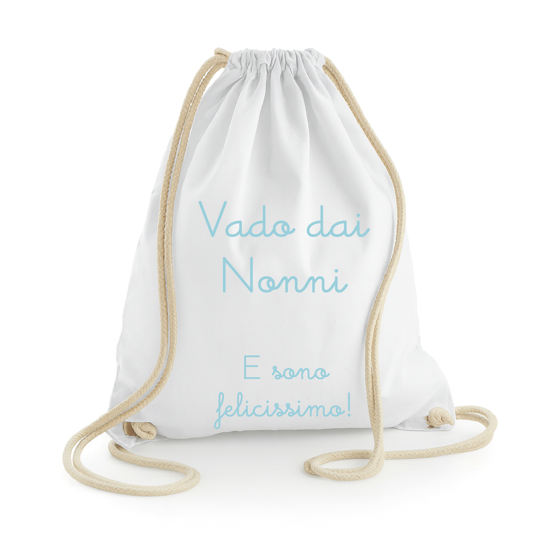 Sacca/zaino in cotone per bambini vado dai nonni - Be Brave Boutique