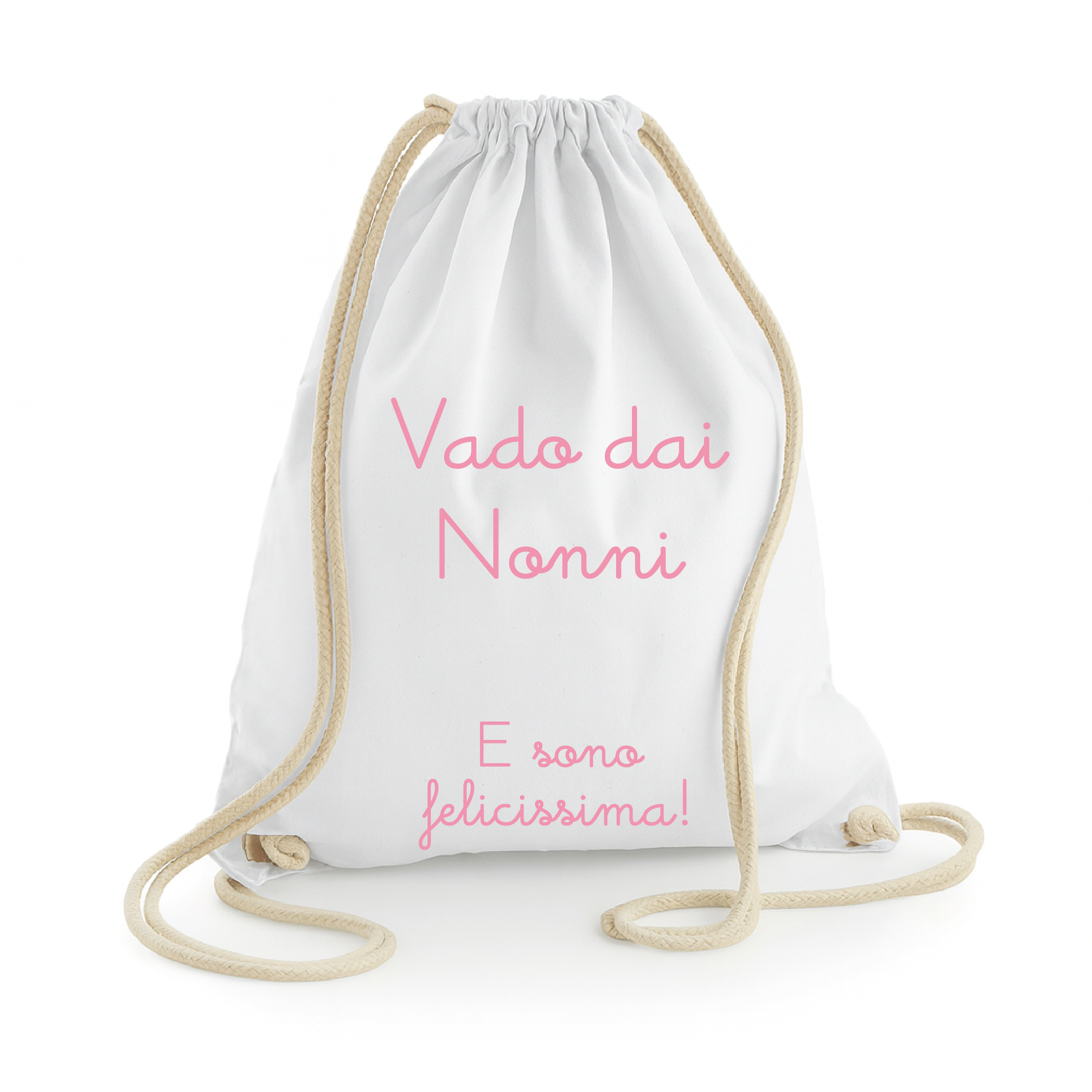 Sacca/zaino in cotone per bambini vado dai nonni - Be Brave Boutique