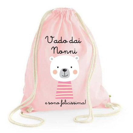 Zaino in cotone pesante Vado dai Nonni e sono felicissimo e felicissima - Be Brave Boutique