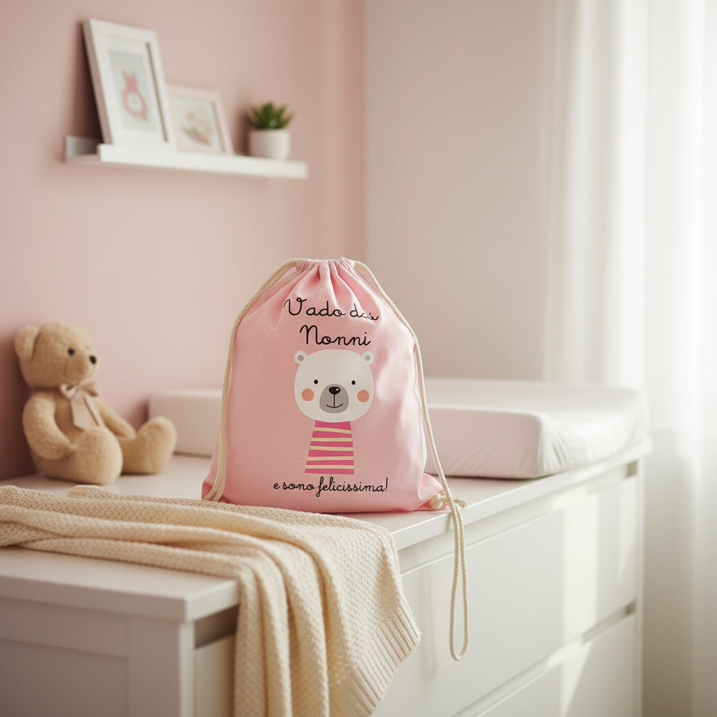 Zaino in cotone pesante Vado dai Nonni e sono felicissimo e felicissima - Be Brave Boutique