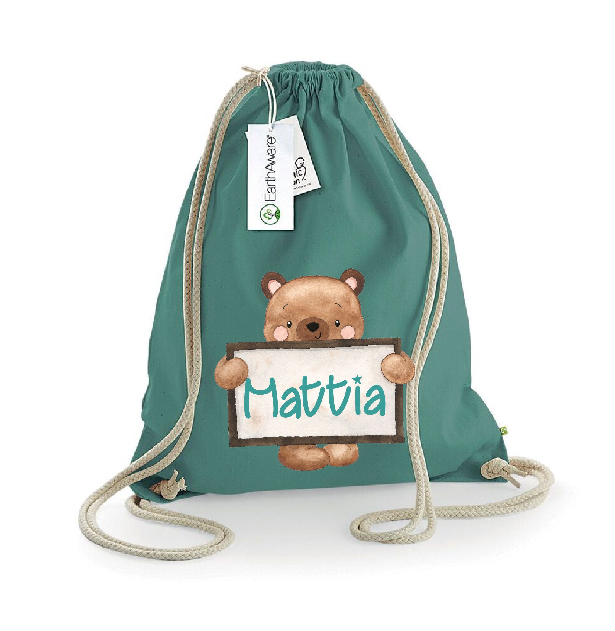 Zaino a sacca in cotone pesante Orsetto Lavagna - Be Brave Boutique