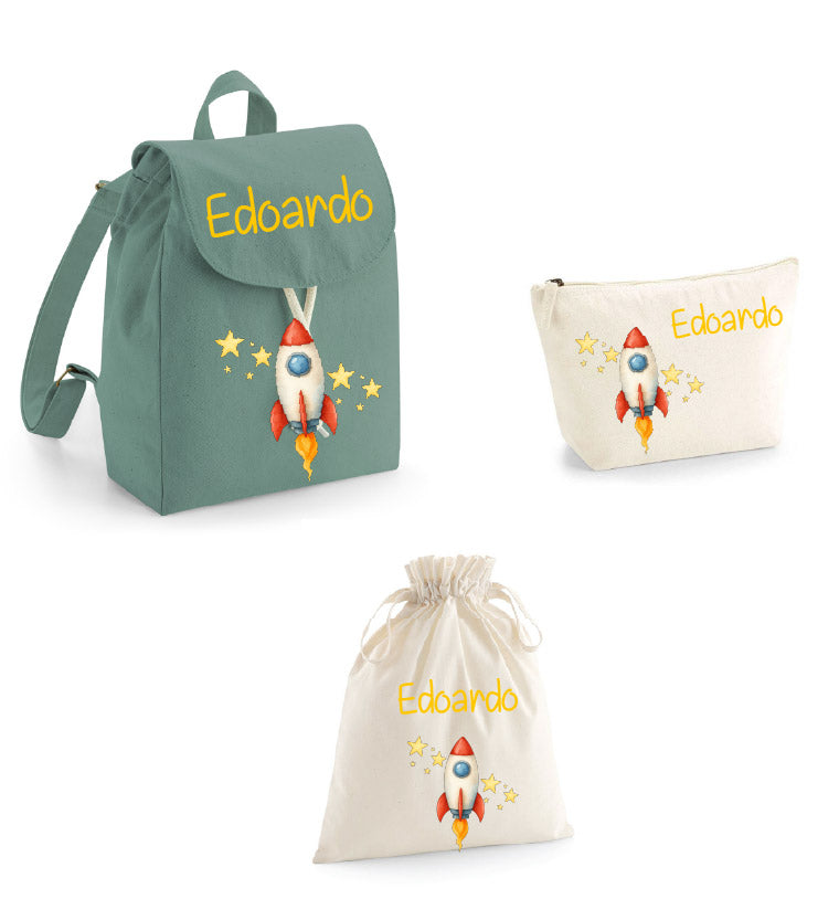 Set asilo Mini Zaino, Sacchetto cambi e beauty Razzo - Be Brave Boutique