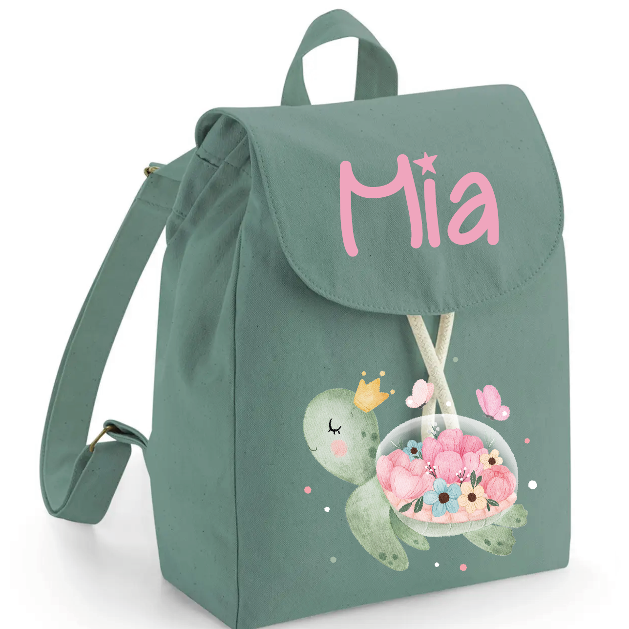 Mini Zaino in cotone Tartaruga Fiori - Be Brave Boutique