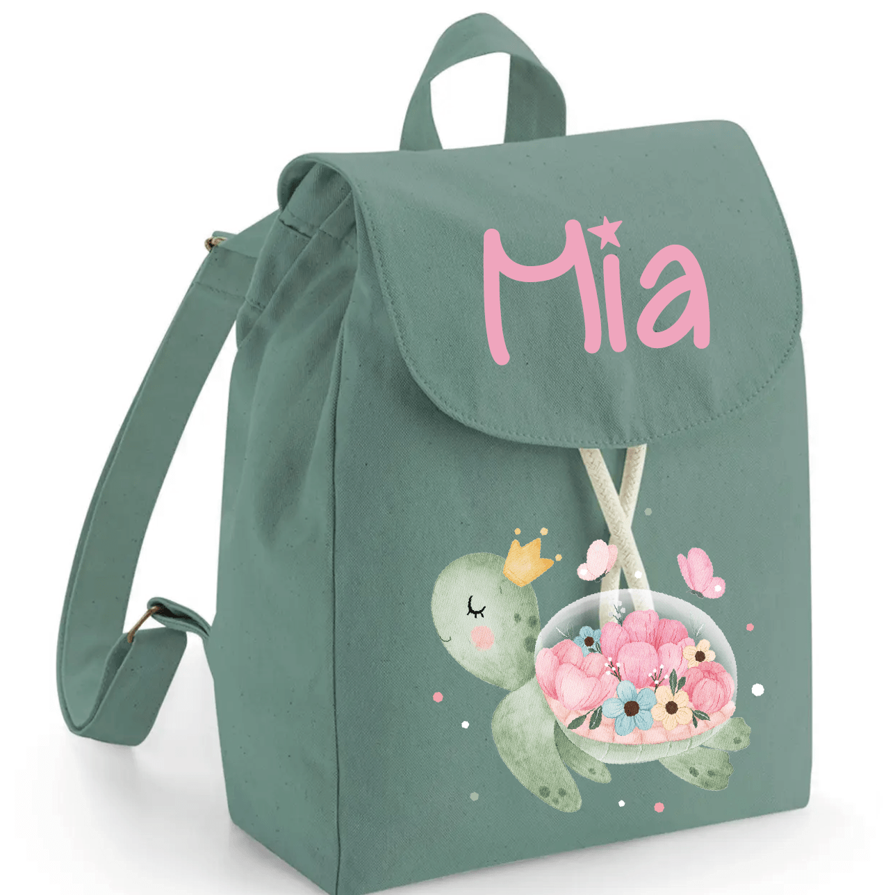 Mini Zaino in cotone Tartaruga Fiori - Be Brave Boutique