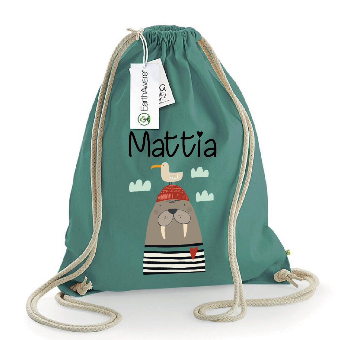 Zaino a sacca in cotone pesante Tricheco - Be Brave Boutique